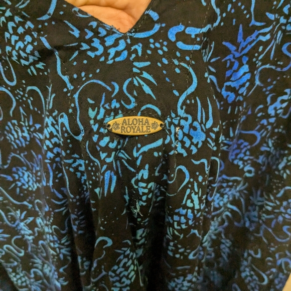 Aloha Royal Hawaiian Tie-Shoulder Jumpsuit - Blue Batik Print - One Size - Picture 6 of 8